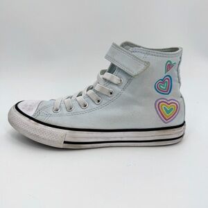 Converse Sneakers Girls Kids 2 Chuck Taylor All Star Heart Patch Blue High Tops